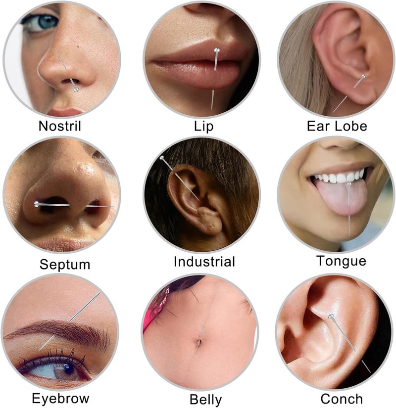 VOJO Piercing Ball Grabber Tool Kit 16G,18G Stainless Steel Flat Back Earrings Applicator with Threaded & Threadless Insertion Pins for Ear Nose Lip Body Jewelry Changes - Image 4